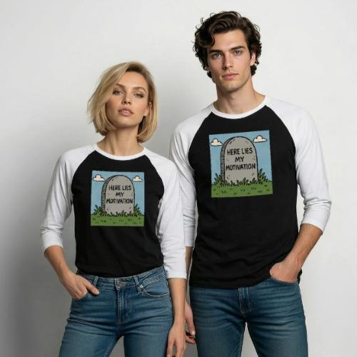 Motivations Cartoon Tombstone - Unisex Baseball T-Shirt