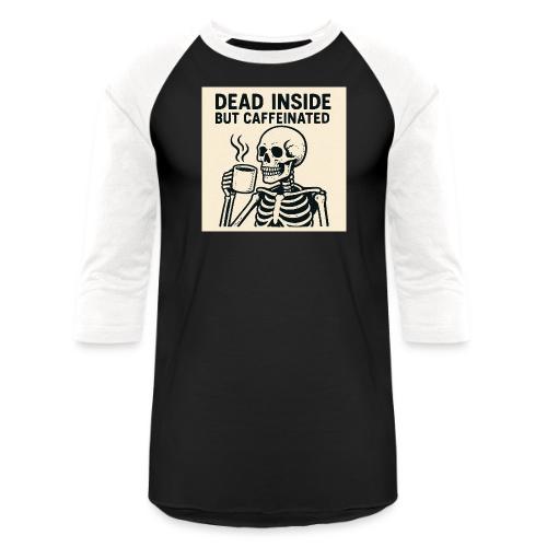 Skeleton Sipping Coffee - Unisex Baseball T-Shirt