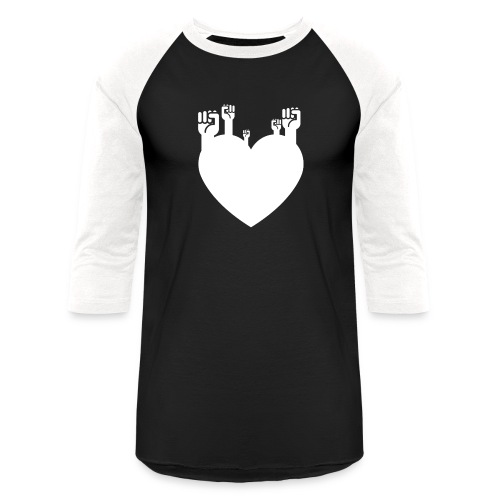 Fist Heart Wht - Unisex Baseball T-Shirt