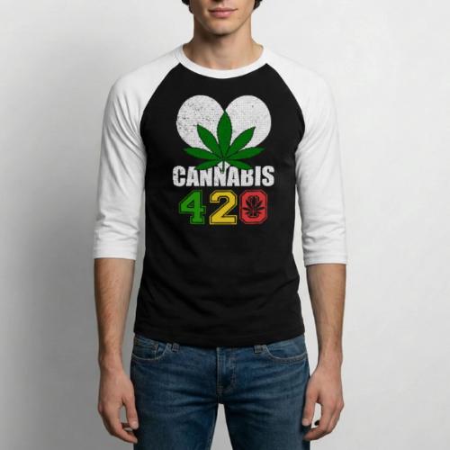Sidesplitting 420 Love Herb Weed Marijuana Design - Unisex Baseball T-Shirt