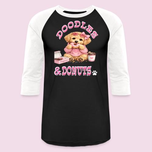 Doodles & Doughnut Cozy Dog Mom Design - Unisex Baseball T-Shirt
