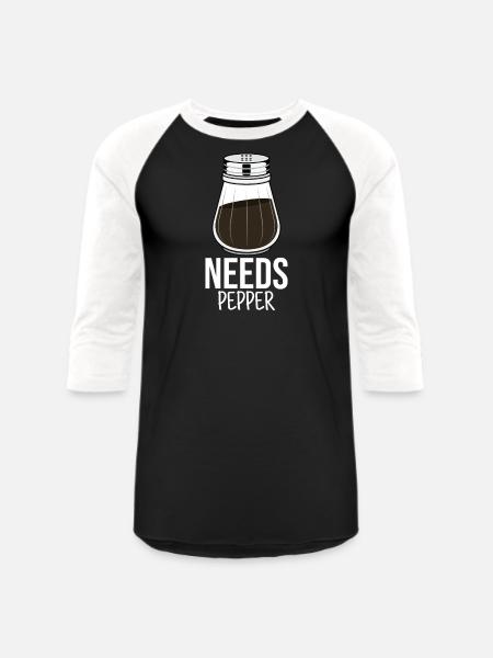 Needs Pepper I Pepper Shaker Motif - Unisex Baseball T-Shirt - black/white