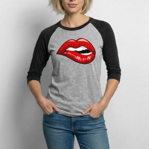 Lip Bite - Unisex Baseball T-Shirt