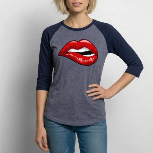 Lip Bite - Unisex Baseball T-Shirt