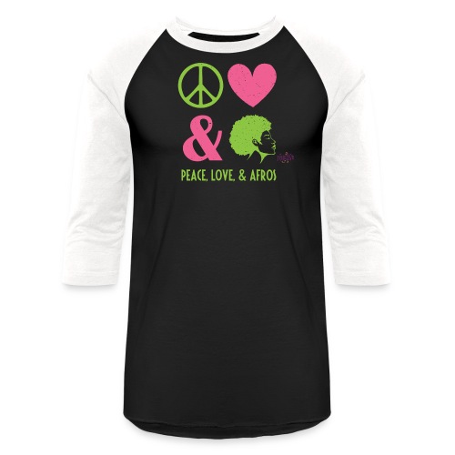 Peace, Love, and Afros - Unisex Baseball T-Shirt