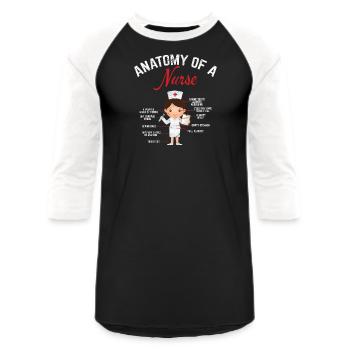 Nurse Anatomy Of A Nurse Funny Nurse Nursing Stude - Unisex Baseball T-Shirt - black/white - Front - AI Model Female 172 light (172cm) & AI Model Male 178 light (178cm)