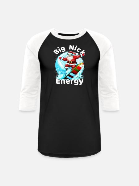 Big Nick Energy,Retro Santa - Unisex Baseball T-Shirt - black/white