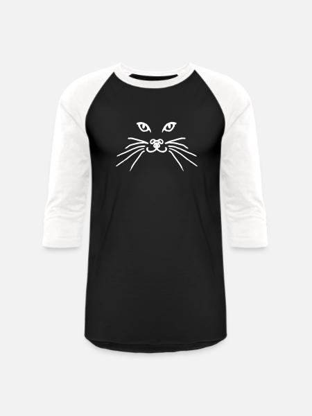 Cat face white - Unisex Baseball T-Shirt - black/white