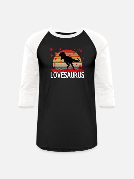 Valentines Day Dinosaur Lovesaurus - Unisex Baseball T-Shirt - black/white