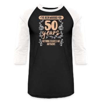 Golden wedding 50th wedding anniversary - Unisex Baseball T-Shirt - black/white - Front - AI Model Female 172 light (172cm) & AI Model Male 178 light (178cm)