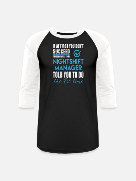 Nightshift Manager - Unisex Baseball T-Shirt - black/white