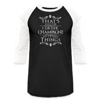 Champagne Champagne Champagne - Unisex Baseball T-Shirt - black/white - Front - AI Model Female 172 light (172cm) & AI Model Male 178 light (178cm)