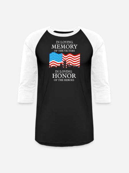 911 in loving memory - Unisex Baseball T-Shirt - black/white