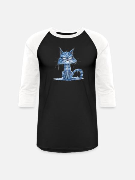 Funny Cat - Unisex Baseball T-Shirt - black/white