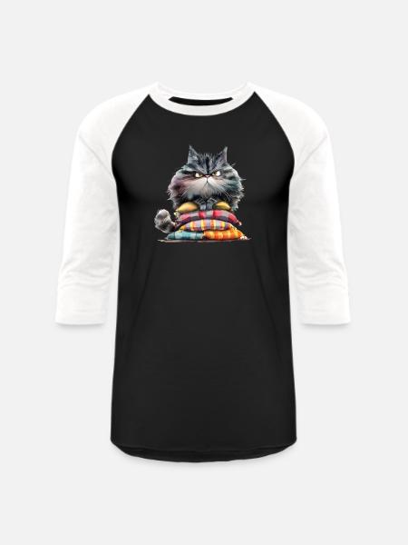 Funny Cat - Unisex Baseball T-Shirt - black/white