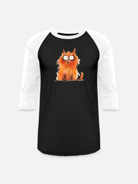 Funny Cat - Unisex Baseball T-Shirt - black/white