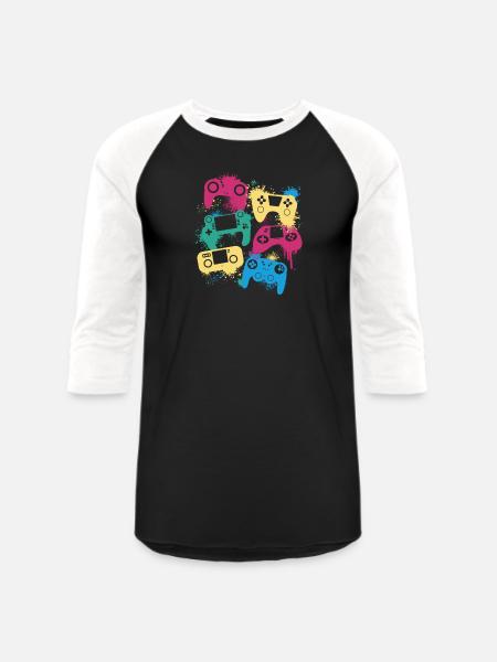 Joysticks - Unisex Baseball T-Shirt - black/white