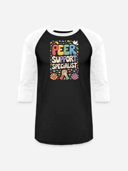 Peer Support - Unisex Baseball T-Shirt - black/white