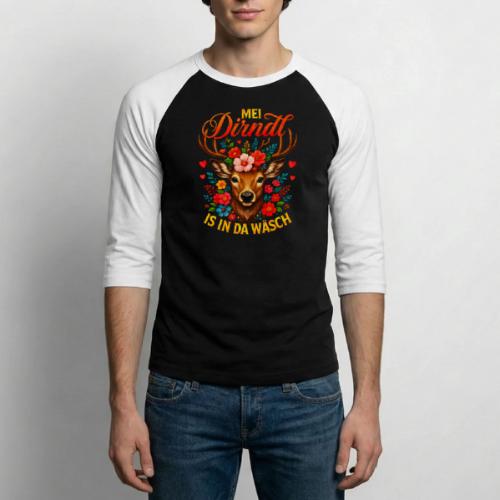 Mei Dirndl is in da Wäsch - Unisex Baseball T-Shirt