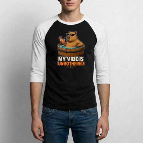 Unbothered Beaver in Wooden Tub - Unisex Baseball T-Shirt