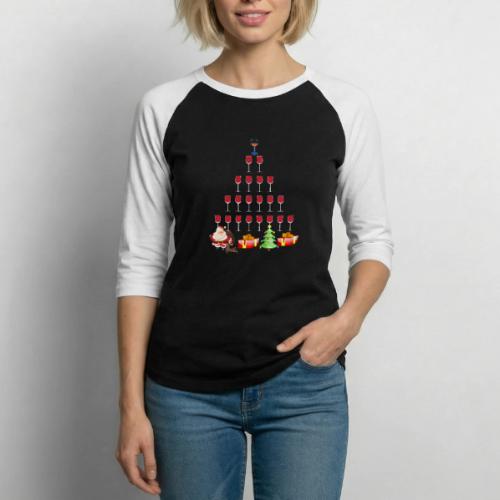 Wine glass decor Christmas Tree Xmas Ornament tee - Unisex Baseball T-Shirt