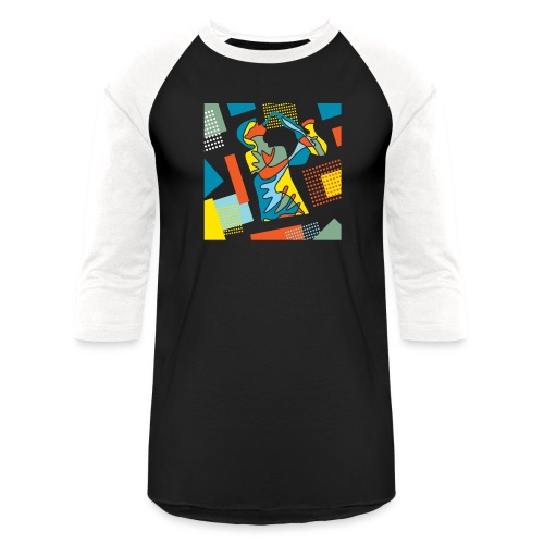 Abstract Geometric Sax Player - Unisex Baseball T-Shirt