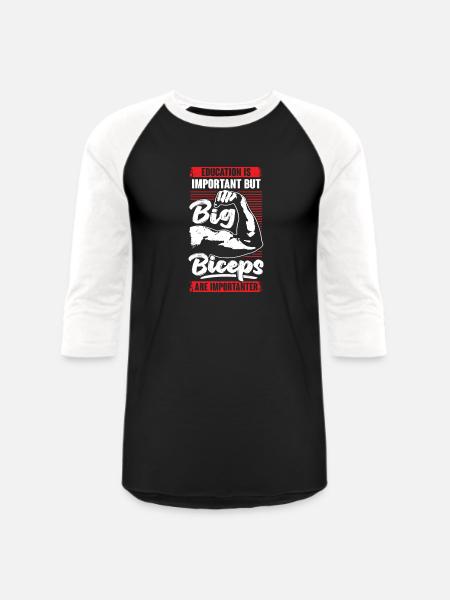 Funny Bodybuilding Biceps Fitness Bodybuilder Gift - Unisex Baseball T-Shirt - black/white