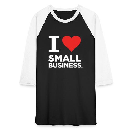 I Heart Small Business Logo (Red & White) - Unisex Baseball T-Shirt