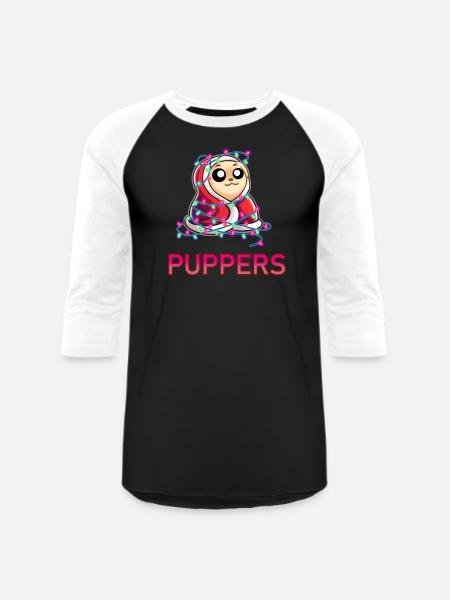 Comfy Christmas Pupper - Unisex Baseball T-Shirt - black/white