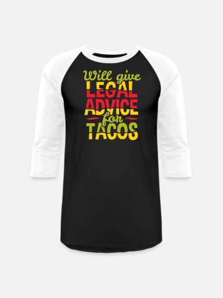 Lawyer Legal Advice Taco - Unisex Baseball T-Shirt - black/white