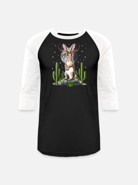 Jackalope Cryptid Rabbit - Unisex Baseball T-Shirt - black/white