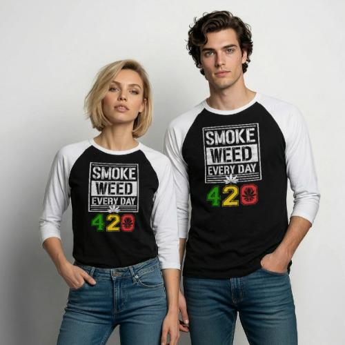 Hysterical 420 Everyday Smoker Weed Marijuana - Unisex Baseball T-Shirt