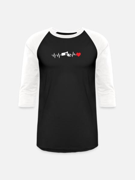 Massachusetts Heartbeat Gift - Unisex Baseball T-Shirt - black/white