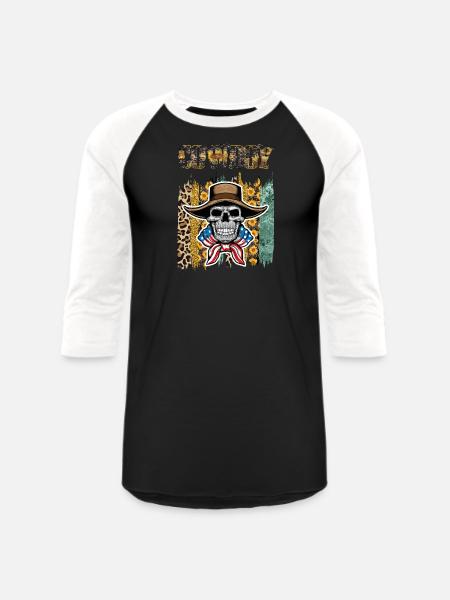 cowboy haloween - Unisex Baseball T-Shirt - black/white