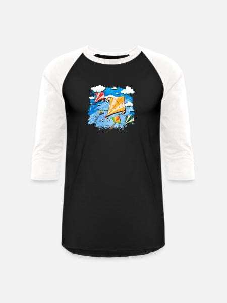 Kite Flying - Unisex Baseball T-Shirt - black/white