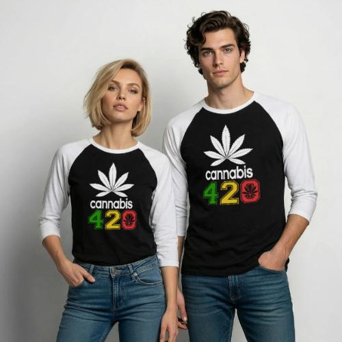 Humorous 420 Authentic Herb Weed Marijuana Design - Unisex Baseball T-Shirt