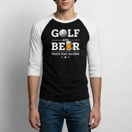 Golf Gift for Men - Funny Beer Graphic Tee - Unisex Baseball T-Shirt