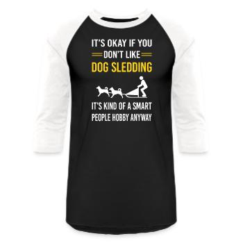 Smart People Dog Sledding Sled - Unisex Baseball T-Shirt - black/white - Front - AI Model Female 172 light (172cm) & AI Model Male 178 light (178cm)