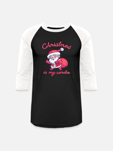 Christmas Is My Cardio - Unisex Baseball T-Shirt - black/white