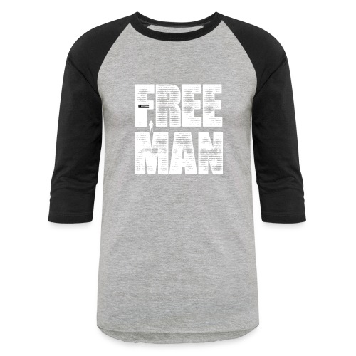 FREE MAN - White Graphic - Unisex Baseball T-Shirt