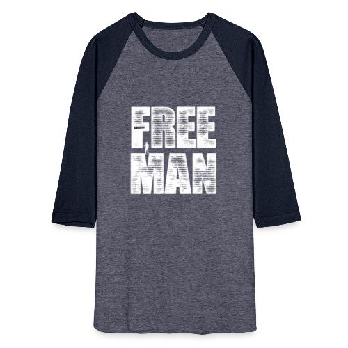FREE MAN - White Graphic - Unisex Baseball T-Shirt