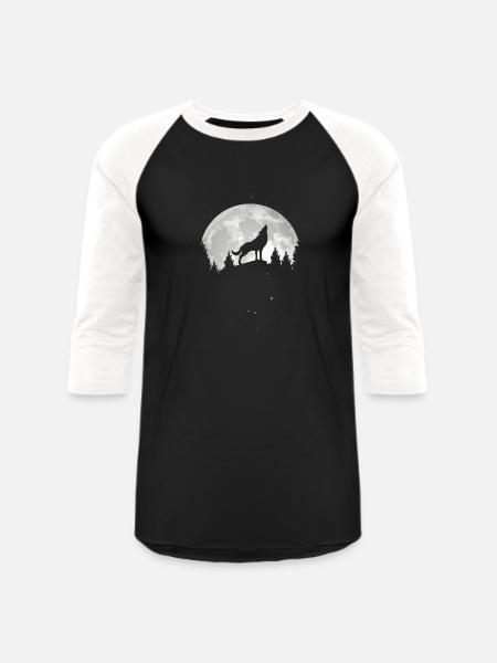 Howling Wolf - Unisex Baseball T-Shirt - black/white