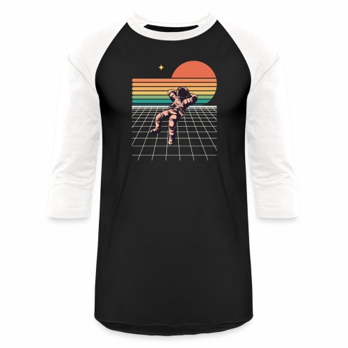 Black and Orange Retro Astronaut Colorful T Shirt - Unisex Baseball T-Shirt
