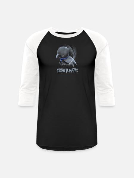 CROW / RAVENS: Raven Lunatic - Unisex Baseball T-Shirt - black/white
