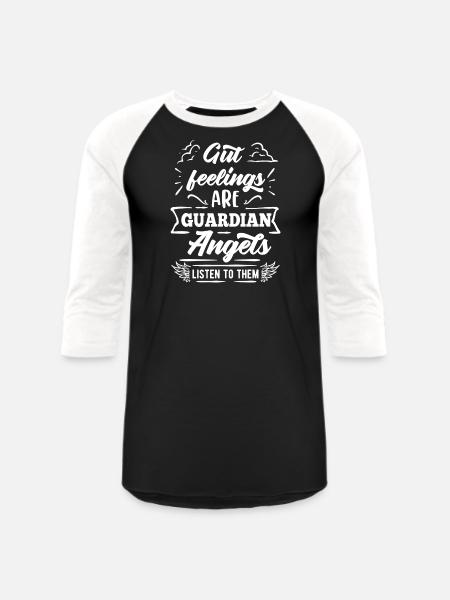 Gut Feelings Are Guardian Angels - Unisex Baseball T-Shirt - black/white