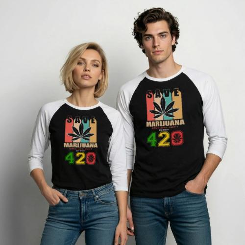 Hysterical 420 Save The Plant Weed Marijuana - Unisex Baseball T-Shirt