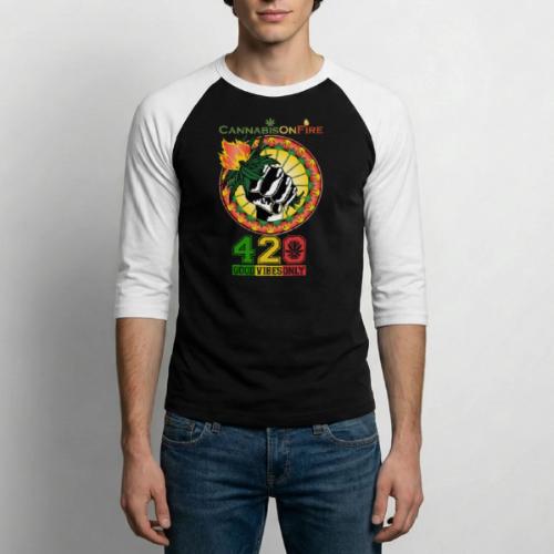Charming Cannabis On Fire 420 Weed Marijuana - Unisex Baseball T-Shirt