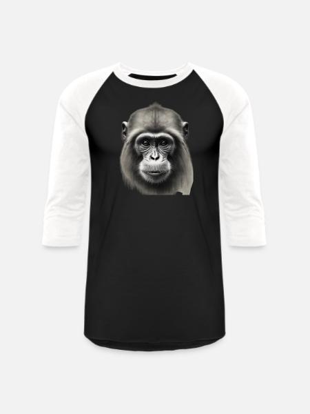 Chimp in Charcoal 4 - Unisex Baseball T-Shirt - black/white