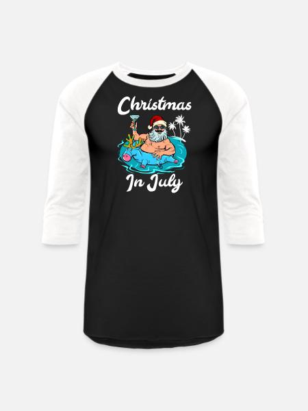 Christmas In July - Unisex Baseball T-Shirt - black/white