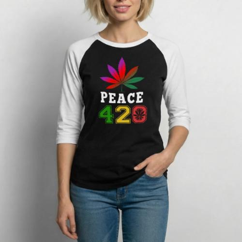 In Cheek 420 Peace & Herb Weed Marijuana Design - T-shirt de baseball unisexe